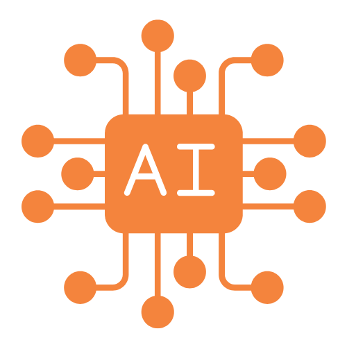 orange graphic with the letters AI